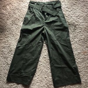 NWT Zara Army Green Cotton Flare Pants